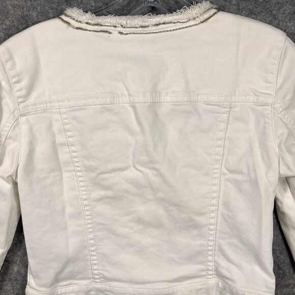 Cache White Denim Jacket Size 2 vintage Silver Buttons - Picture 7 of 8
